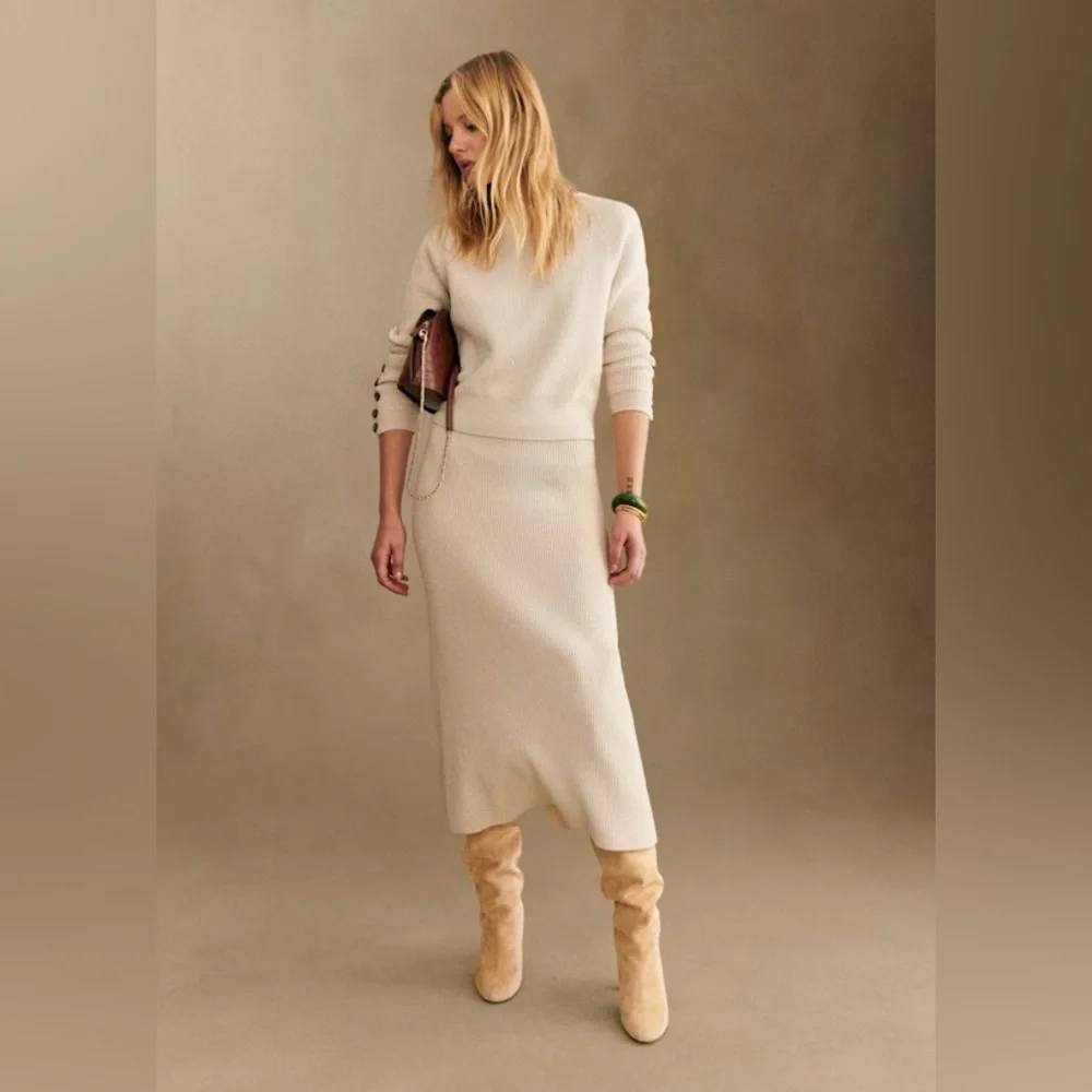 NWT Sézane Naelle Skirt in Natural Beige Size M
